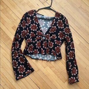 Pull&Bear Black and Brown Floral Blouse